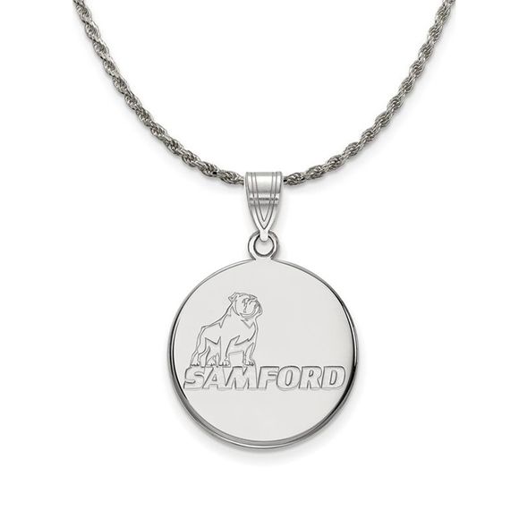 Sterling Silver Samford U. Large Disc Pendant Necklace - 26 Inch